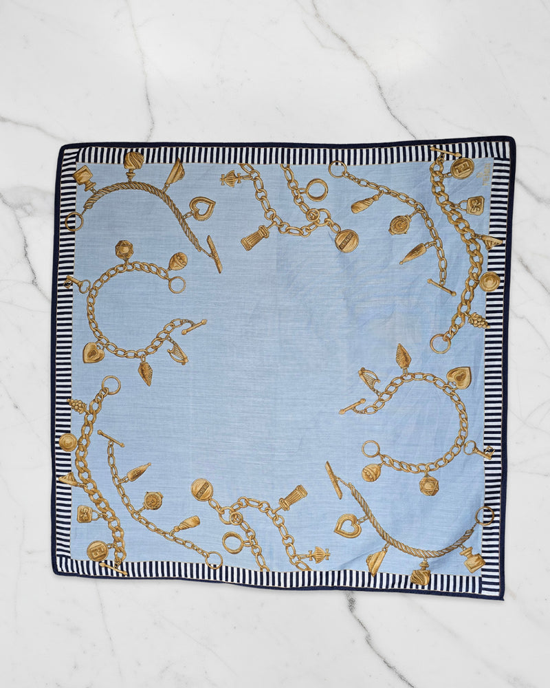 Fendi Vintage Charm Chain Cotton Bandana Scarf