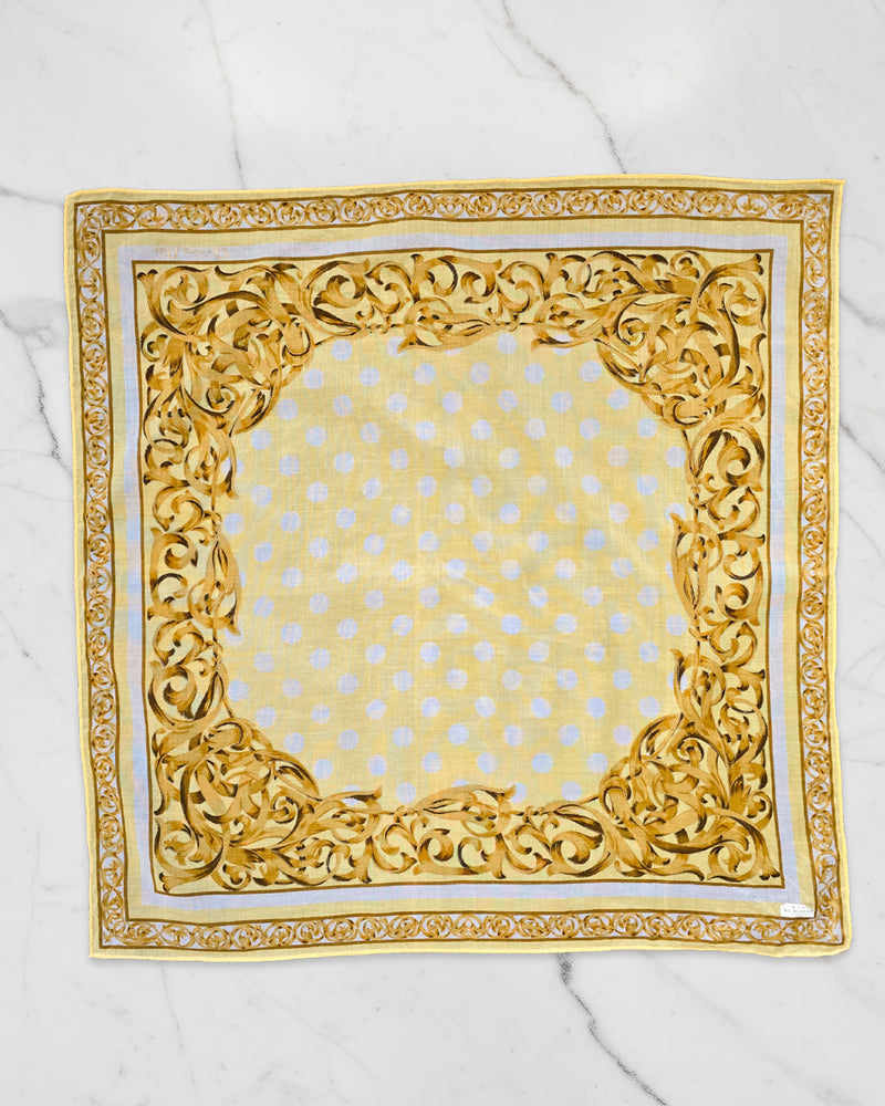 Christian Dior Vintage Baroque Dot Cotton Bandana Scarf
