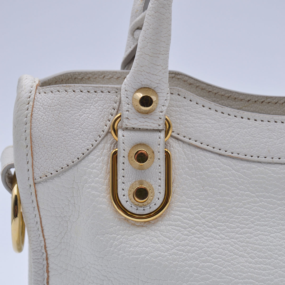 Balenciaga City Mini Cuir Grainé Blanc