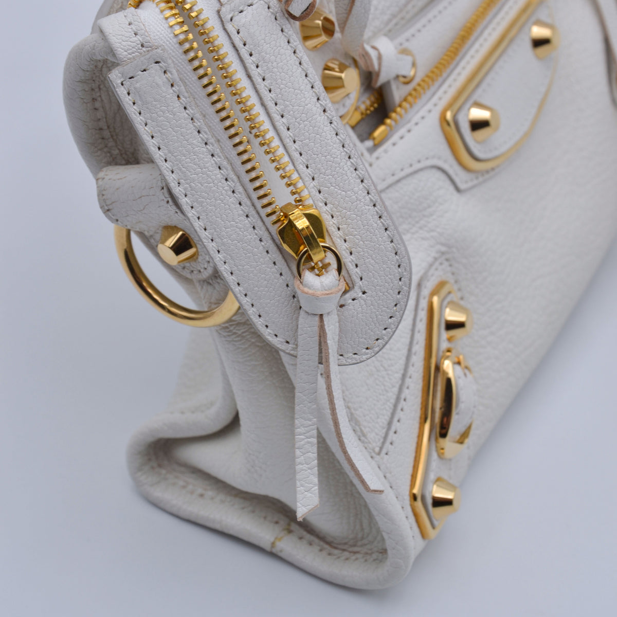 Balenciaga City Mini Cuir Grainé Blanc