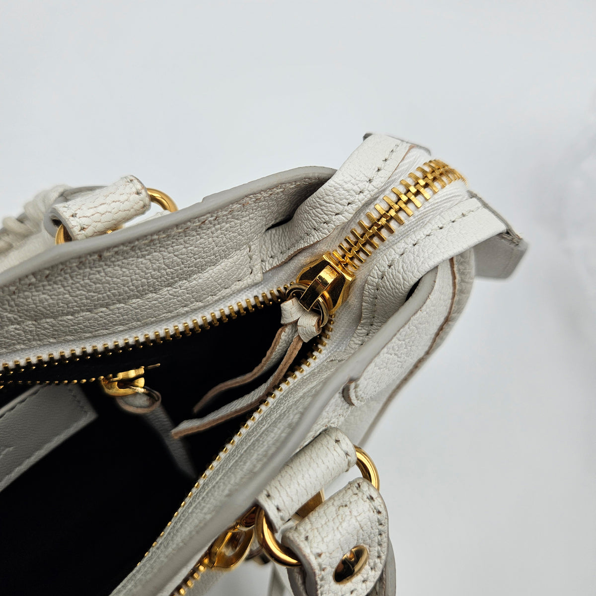 Balenciaga City Mini Cuir Grainé Blanc