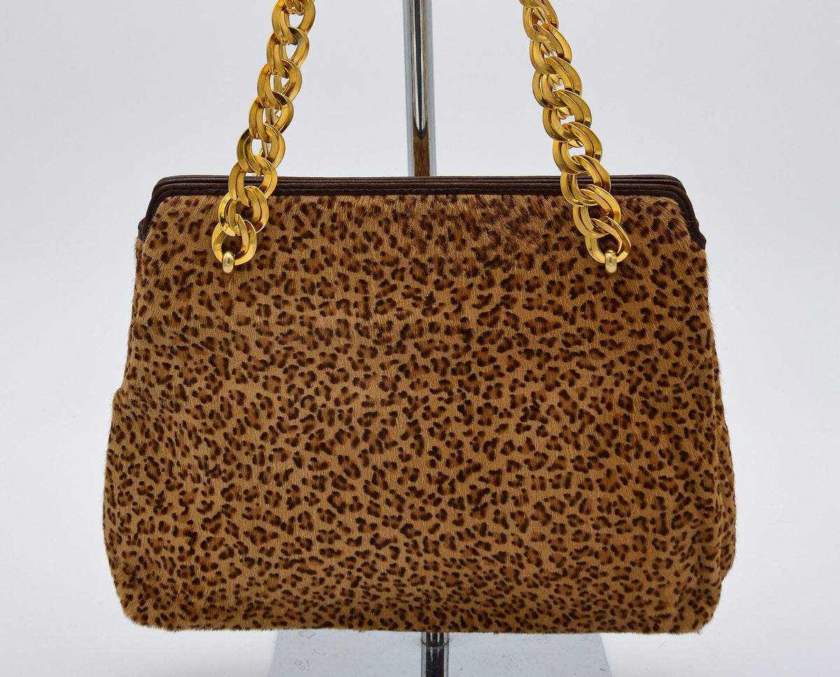 Sac Bottega Veneta Vintage Crin Léopard