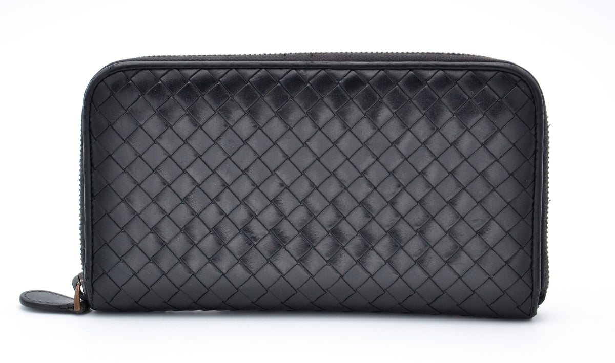 Portefeuille Bottega Veneta Long en Cuir Noir Intrecciato