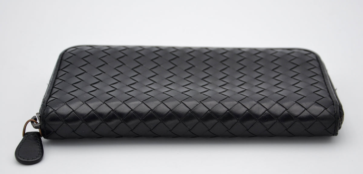 Portefeuille Bottega Veneta Long en Cuir Noir Intrecciato