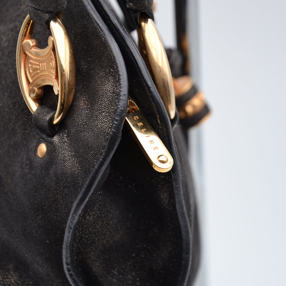 Sac Céline Vintage Logo Triomphe Suédine Irisée