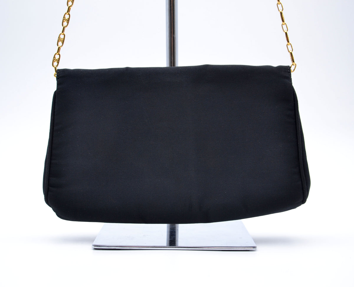 Sac Céline Triomphe Nylon Noir Chaîne Strass