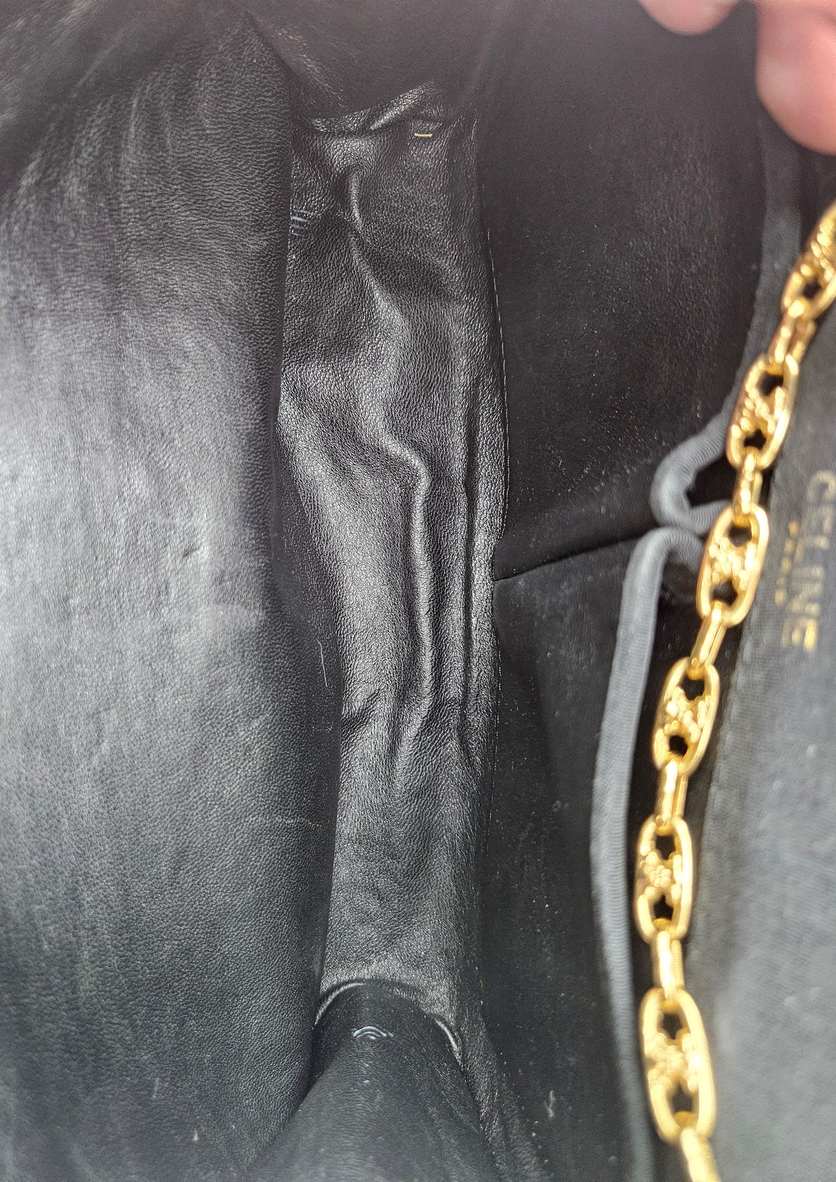 Sac Céline Triomphe Nylon Noir Chaîne Strass