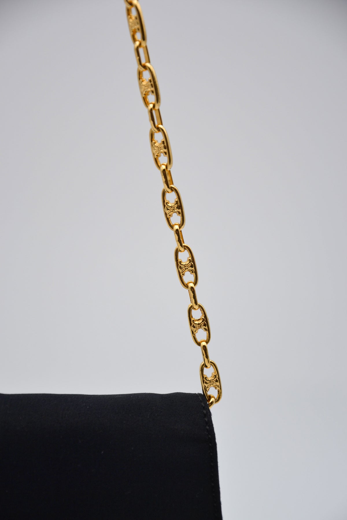 Sac Céline Triomphe Nylon Noir Chaîne Strass