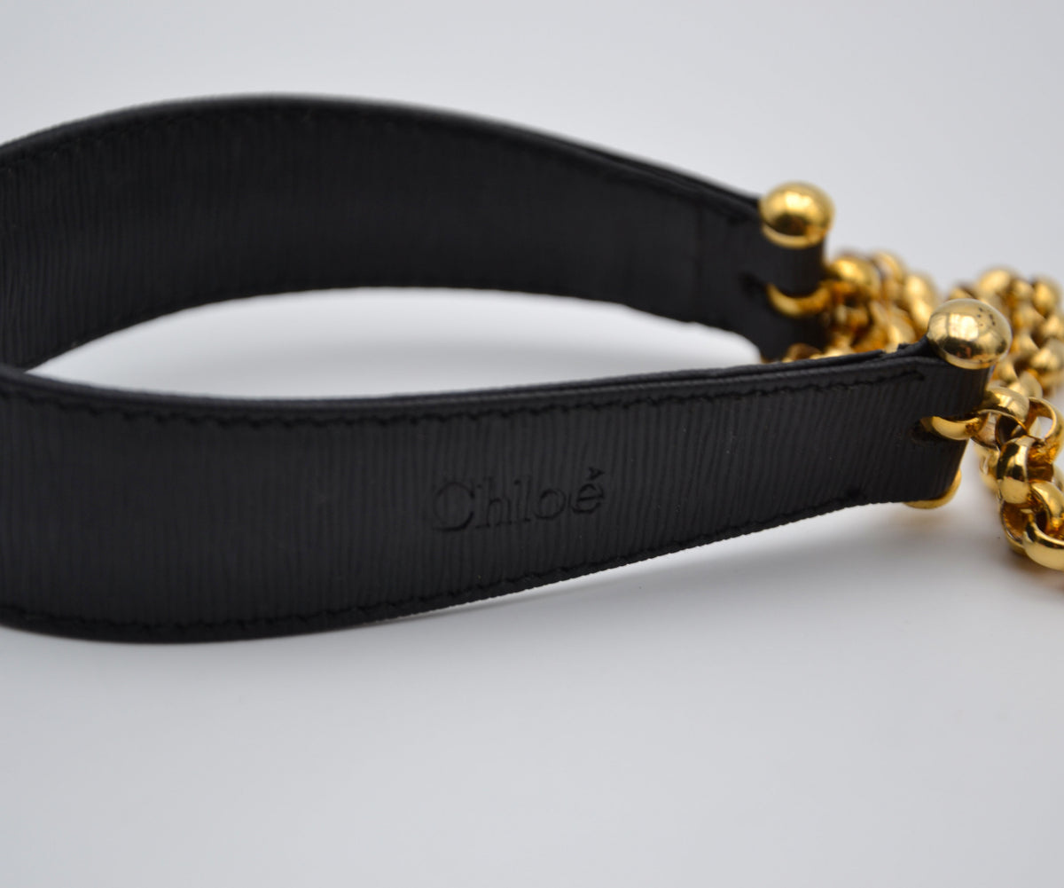 Mini Sac Chloé Noir Cuir Grainé Chaîne Dorée