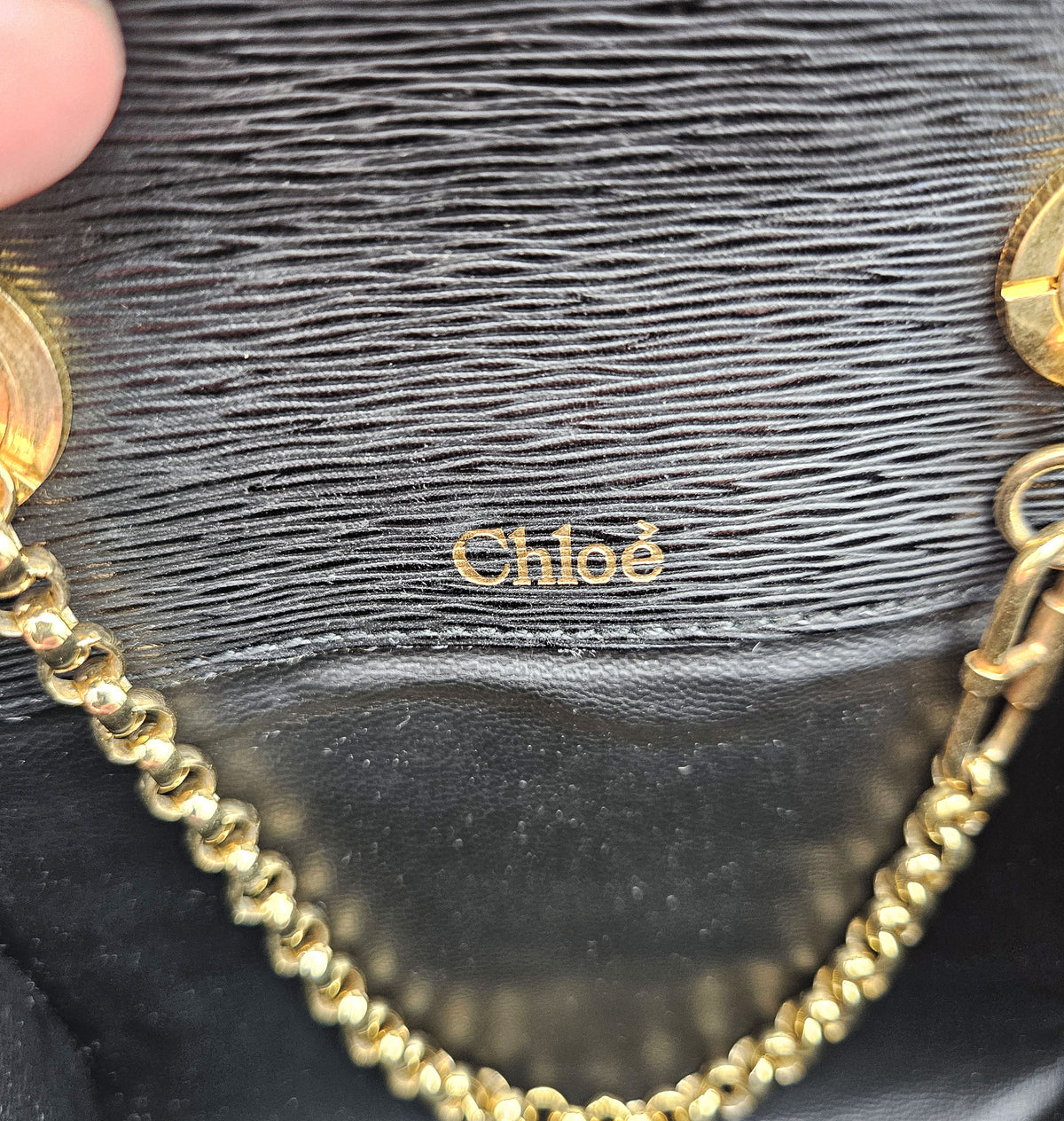 Mini Sac Chloé Noir Cuir Grainé Chaîne Dorée