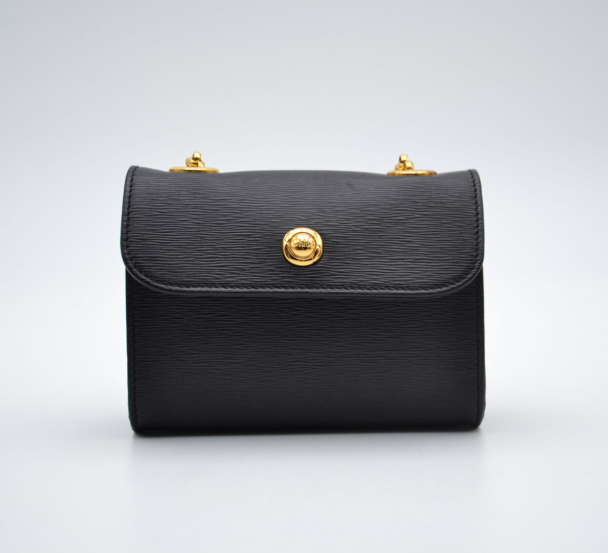 Mini Sac Chloé Noir Cuir Grainé Chaîne Dorée