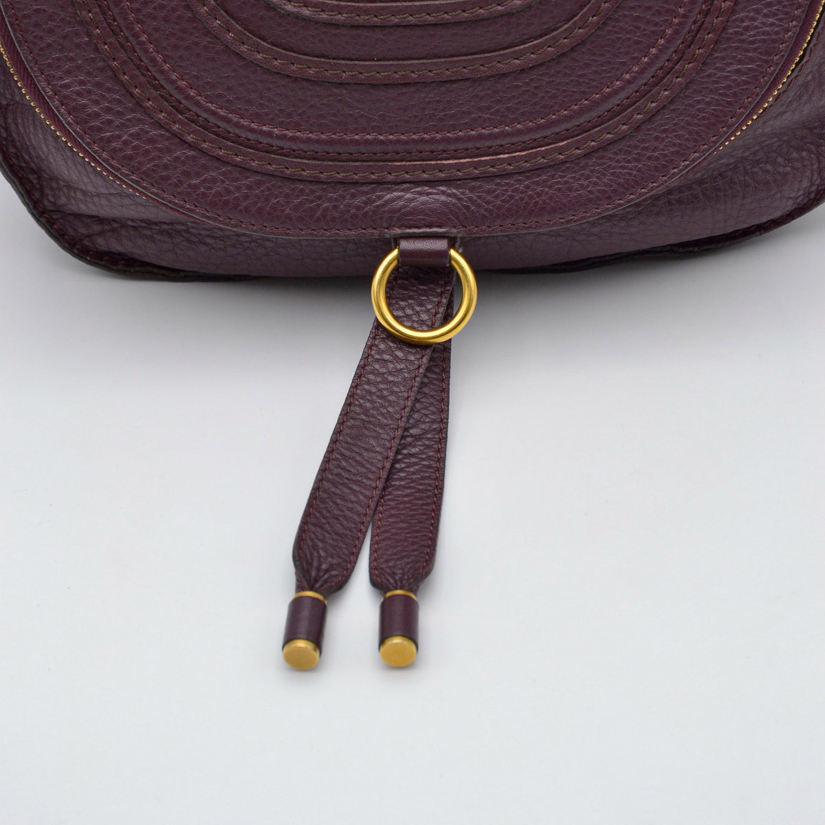 Sac Chloé Marcie Besace Cuir Grainé Bordeaux