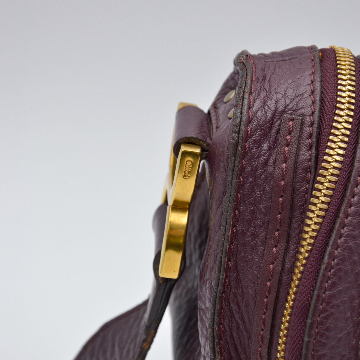 Sac Chloé Marcie Besace Cuir Grainé Bordeaux