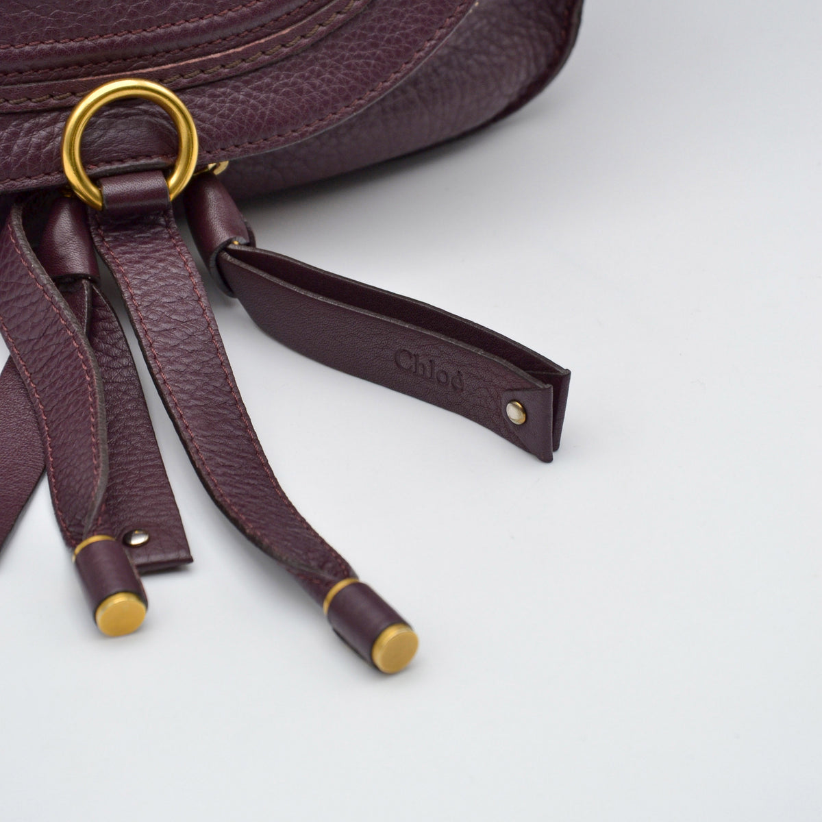 Sac Chloé Marcie Besace Cuir Grainé Bordeaux