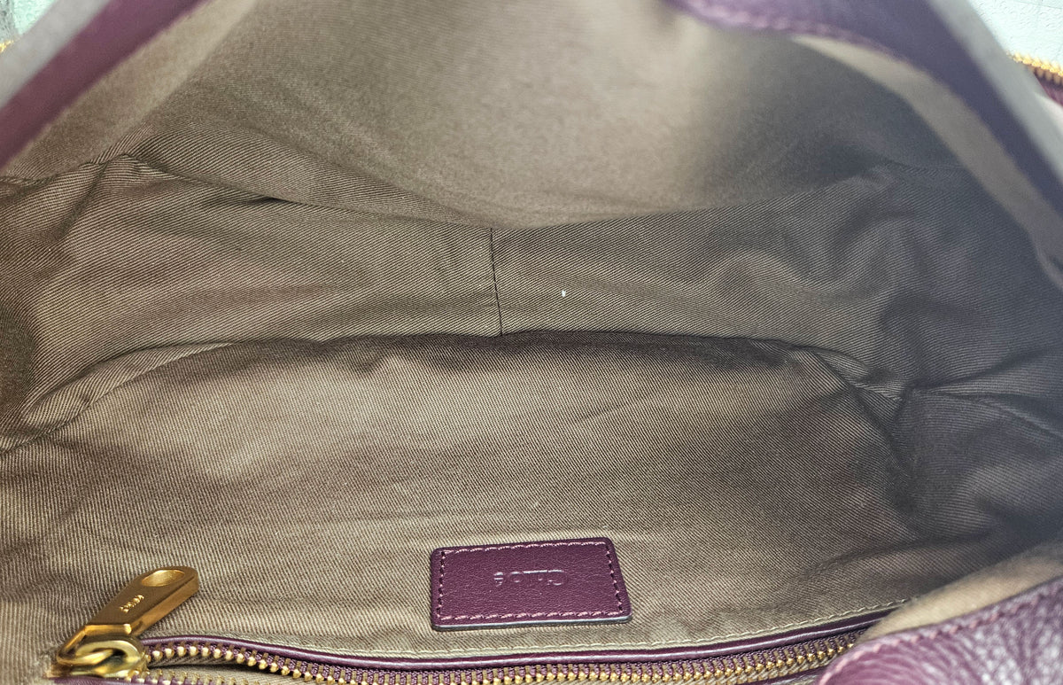 Sac Chloé Marcie Besace Cuir Grainé Bordeaux