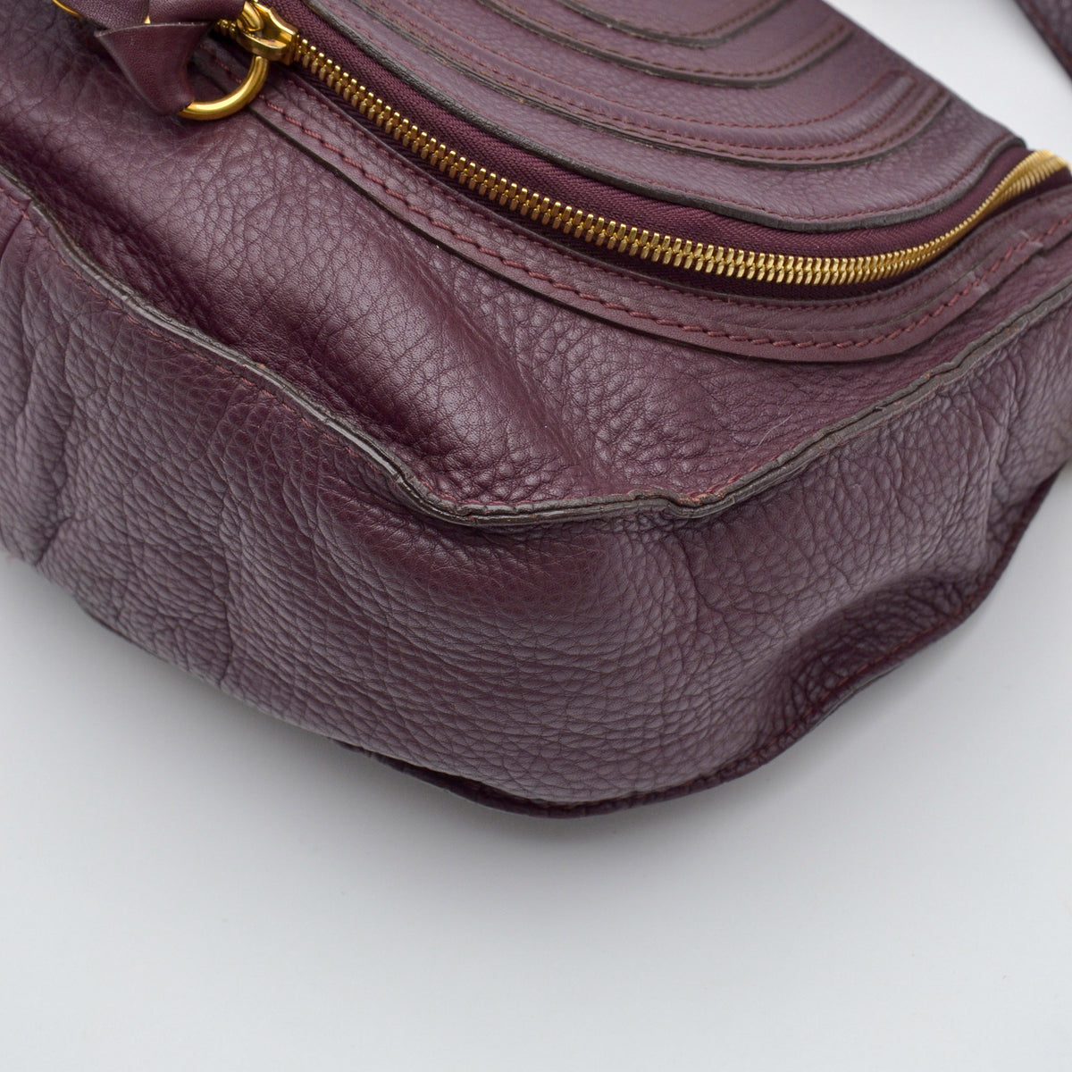 Sac Chloé Marcie Besace Cuir Grainé Bordeaux
