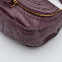 Sac Chloé Marcie Besace Cuir Grainé Bordeaux