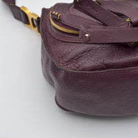 Sac Chloé Marcie Besace Cuir Grainé Bordeaux
