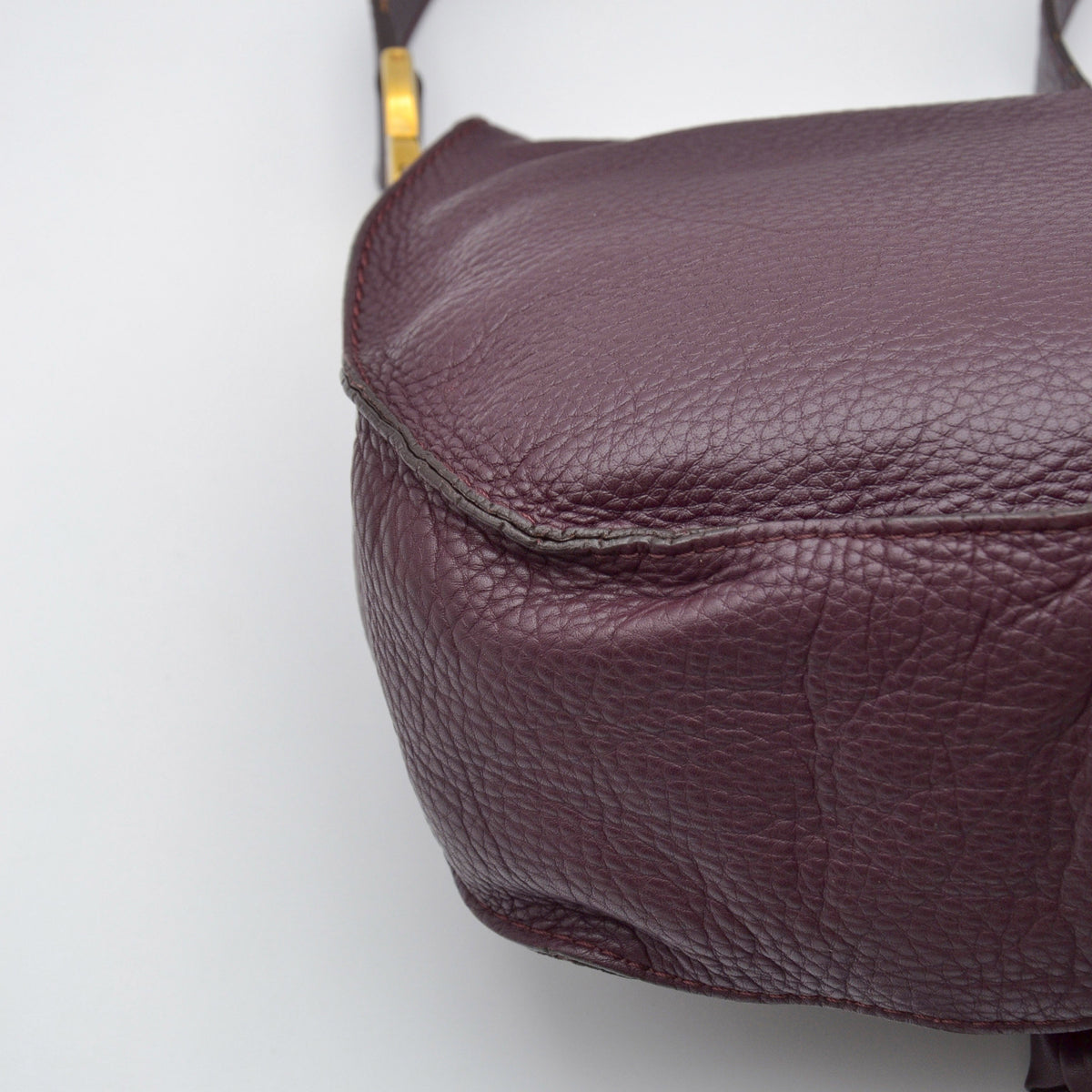 Sac Chloé Marcie Besace Cuir Grainé Bordeaux