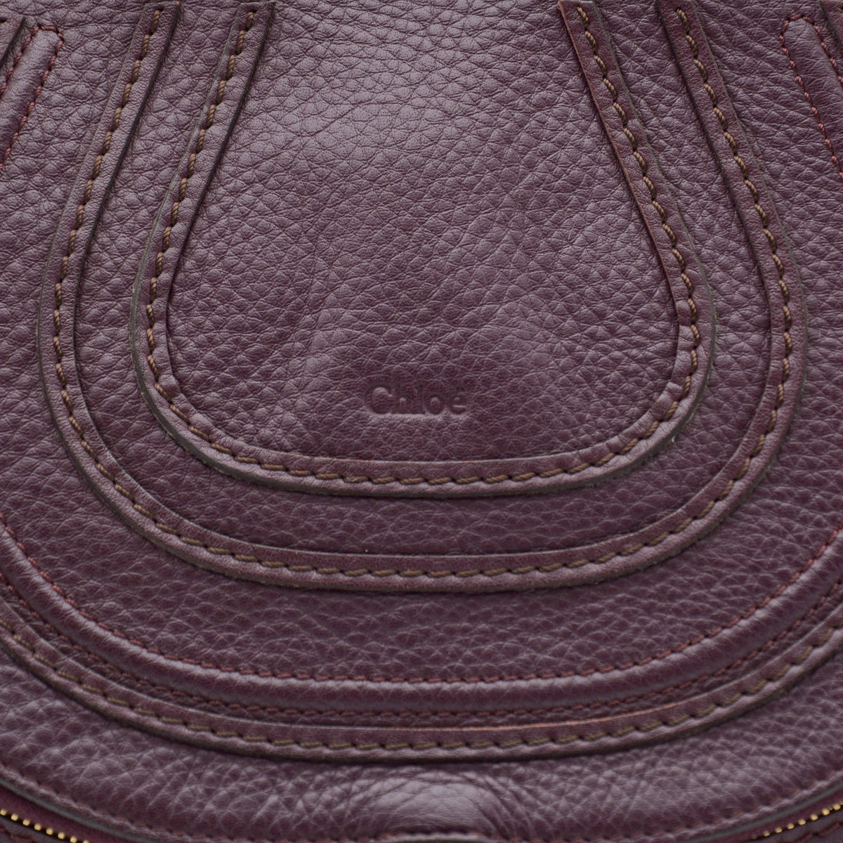 Sac Chloé Marcie Besace Cuir Grainé Bordeaux