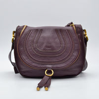 Sac Chloé Marcie Besace Cuir Grainé Bordeaux