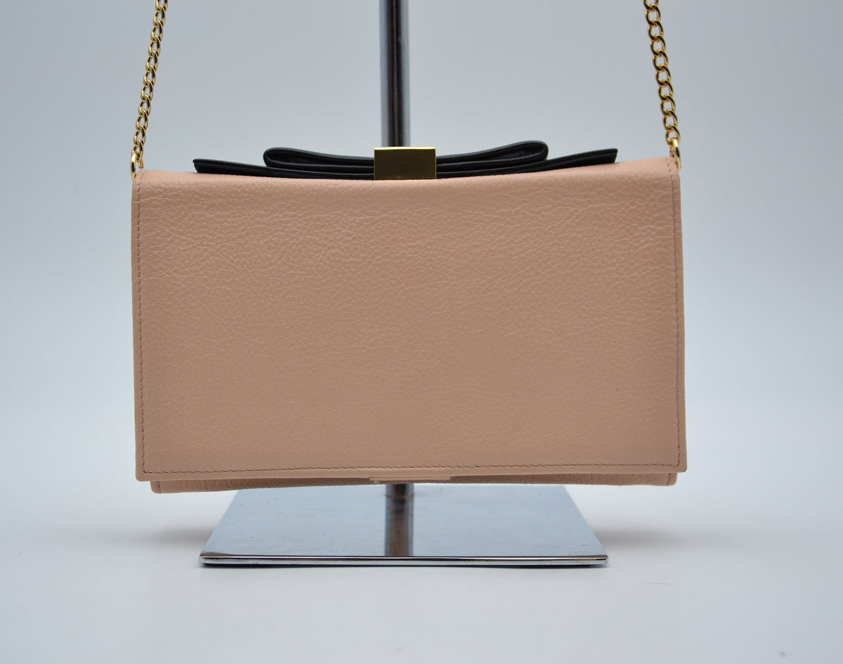 Sac See by Chloé Wallet on Chain Cuir Grainé Rose Pastel