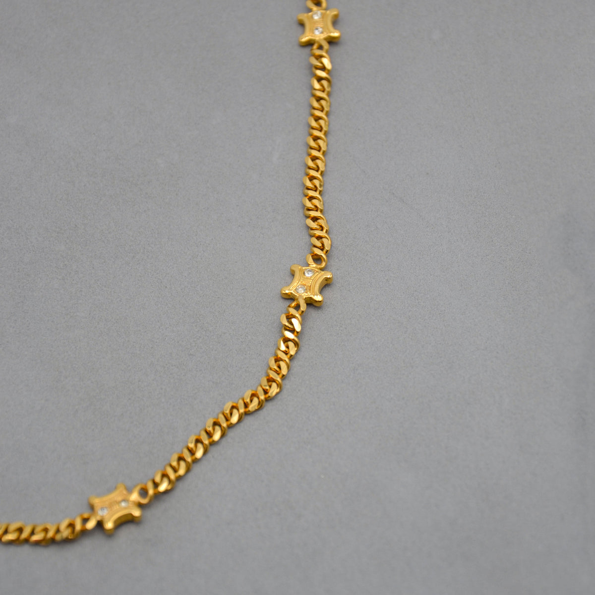 Celine Gold-Plated Triomphe Chain Necklace