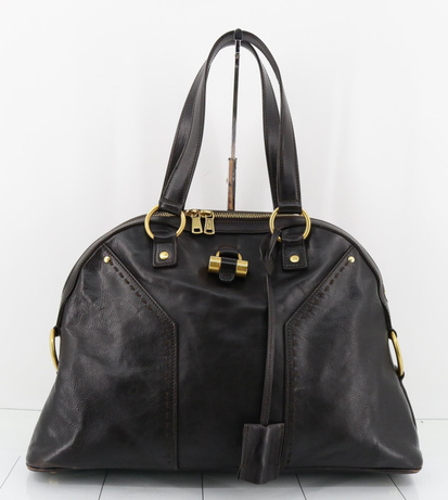 Grand sac fourre-tout vintage Yves Saint Laurent Muse en cuir marron foncé