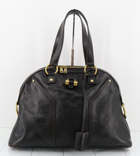 Grand sac fourre-tout vintage Yves Saint Laurent Muse en cuir marron foncé