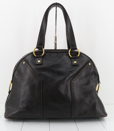 Grand sac fourre-tout vintage Yves Saint Laurent Muse en cuir marron foncé