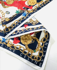 Celine Paris Motif Cotton Scarf – 48×48 cm Summer Bandana