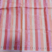 Foulard Céline en coton rose – Logo Triomphe et rayures