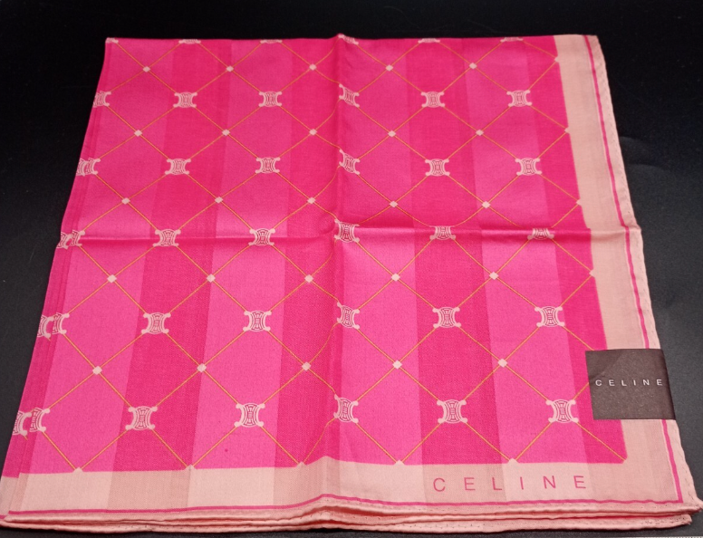 Bandana en coton rose Céline – Logo Triomphe sur toute la surface