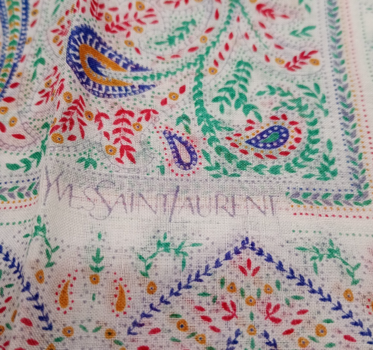 Yves Saint Laurent Vintage Paisley Cotton Bandana Scarf