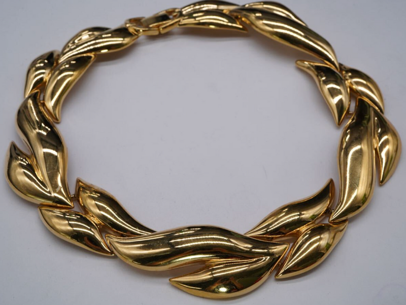 Givenchy Vintage Sculptural Gold Leaf Necklace