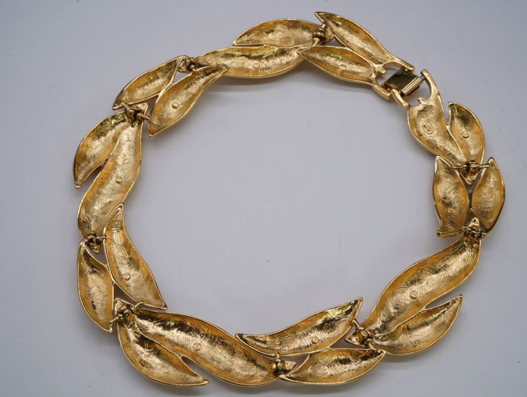 Givenchy Vintage Sculptural Gold Leaf Necklace