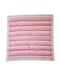 Foulard Céline en coton rose – Logo Triomphe et rayures