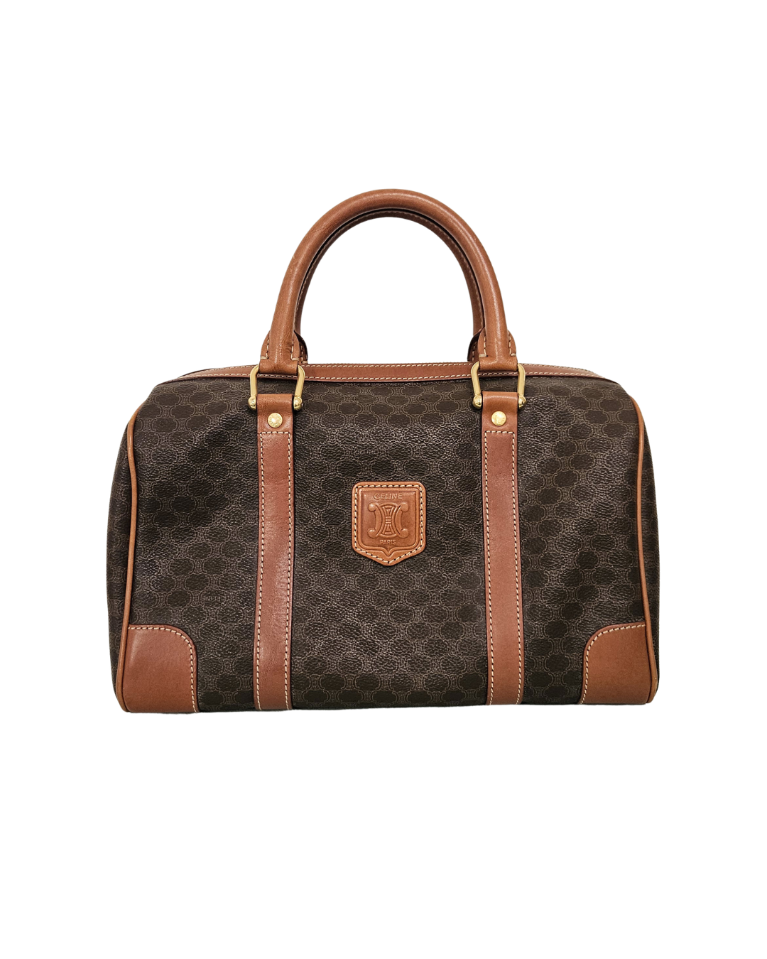 Celine Boston bag in Macadam canvas with leather details