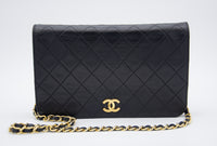 Vintage Chanel Timeless Single Flap Bag in Black Lambskin Leather