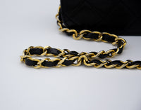 Vintage Chanel Timeless Single Flap Bag in Black Lambskin Leather