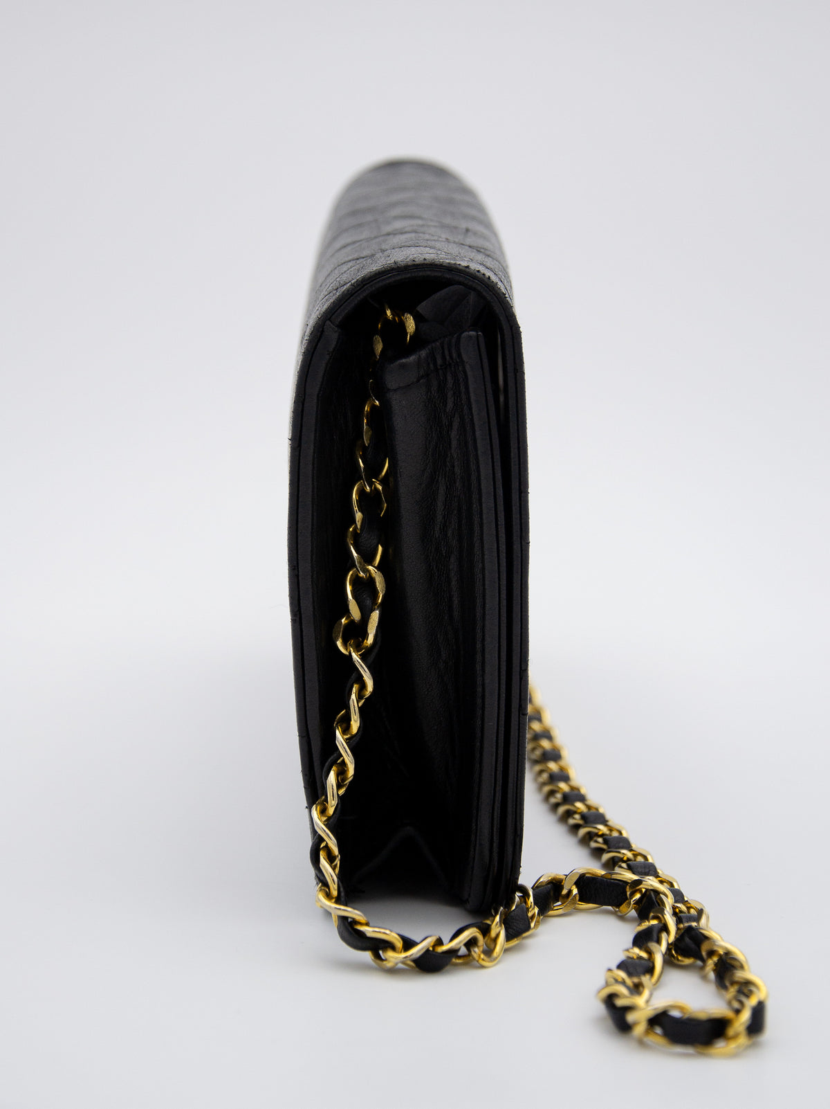 Vintage Chanel Timeless Single Flap Bag in Black Lambskin Leather