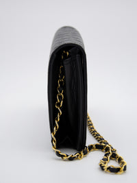 Vintage Chanel Timeless Single Flap Bag in Black Lambskin Leather