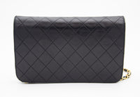 Vintage Chanel Timeless Single Flap Bag in Black Lambskin Leather