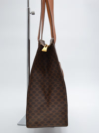 Sac Tote Céline XL en toile Macadam et cuir caramel – Vintage