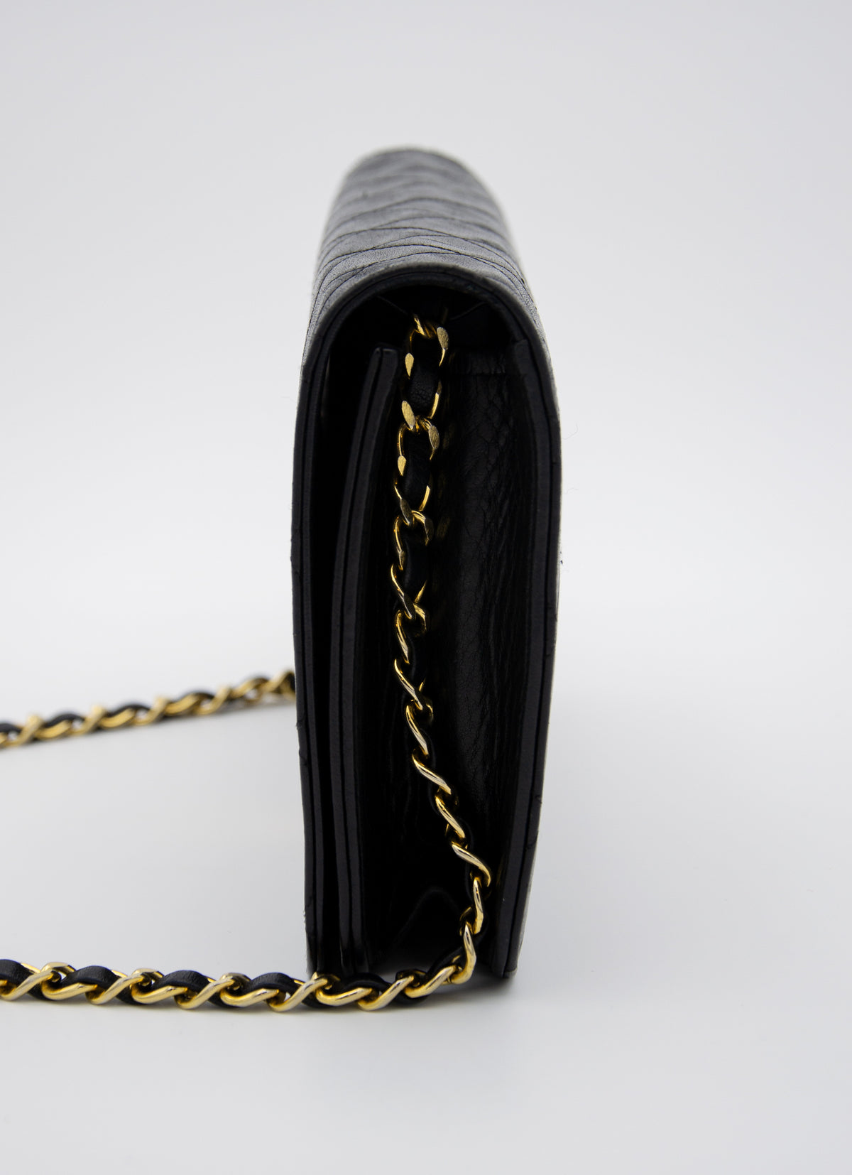 Vintage Chanel Timeless Single Flap Bag in Black Lambskin Leather