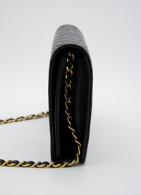 Vintage Chanel Timeless Single Flap Bag in Black Lambskin Leather