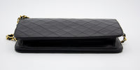 Vintage Chanel Timeless Single Flap Bag in Black Lambskin Leather