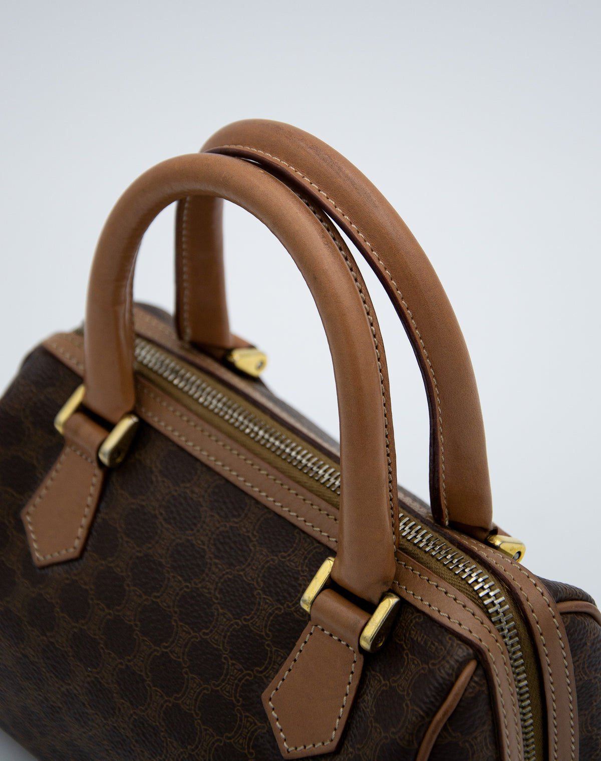 Sac Nano Boston Céline en Toile Enduite Macadam