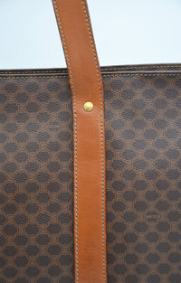 Sac Tote Céline XL en toile Macadam et cuir caramel – Vintage