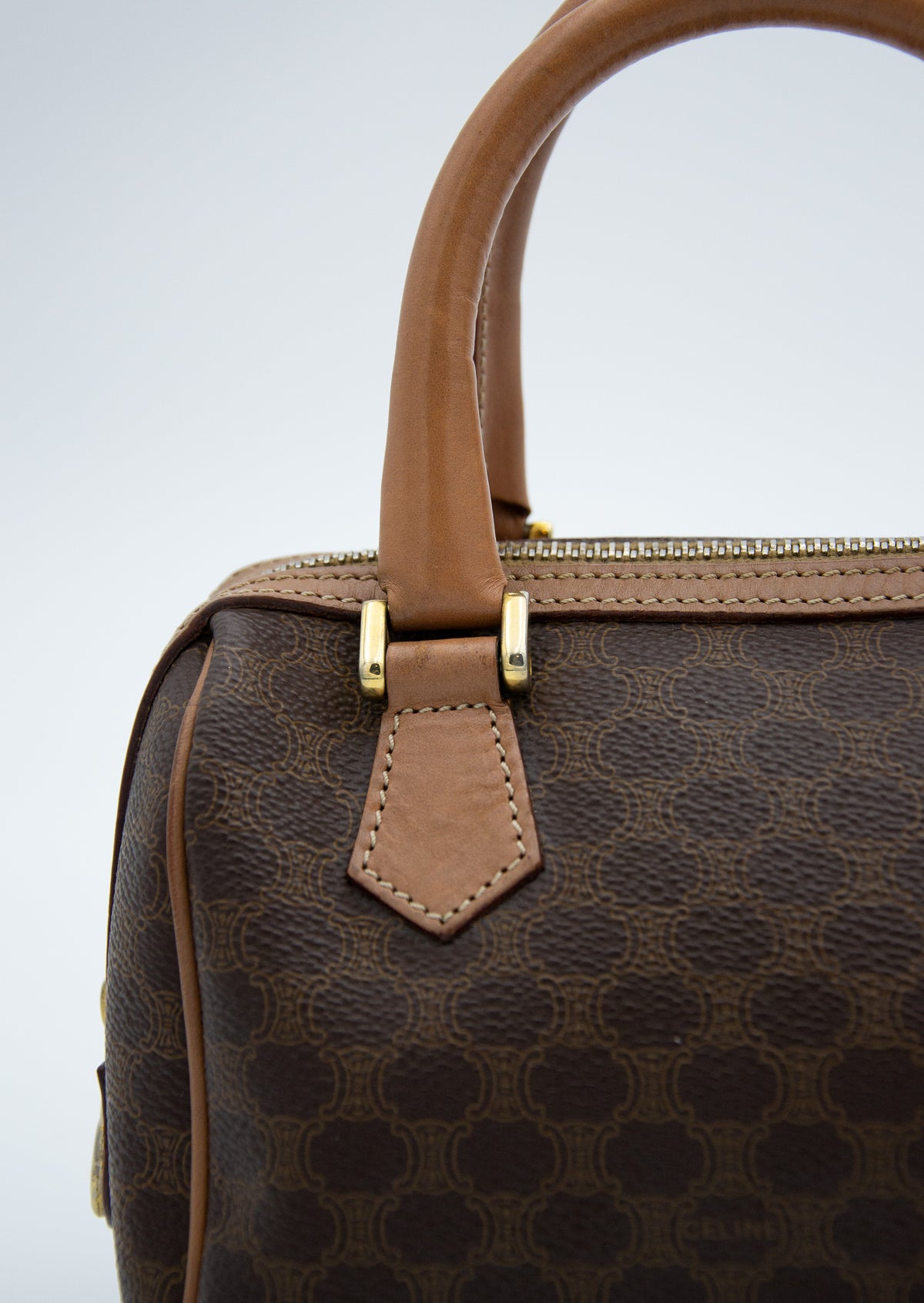 Sac Nano Boston Céline en Toile Enduite Macadam